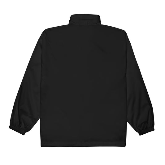 Back view of Black windbreaker